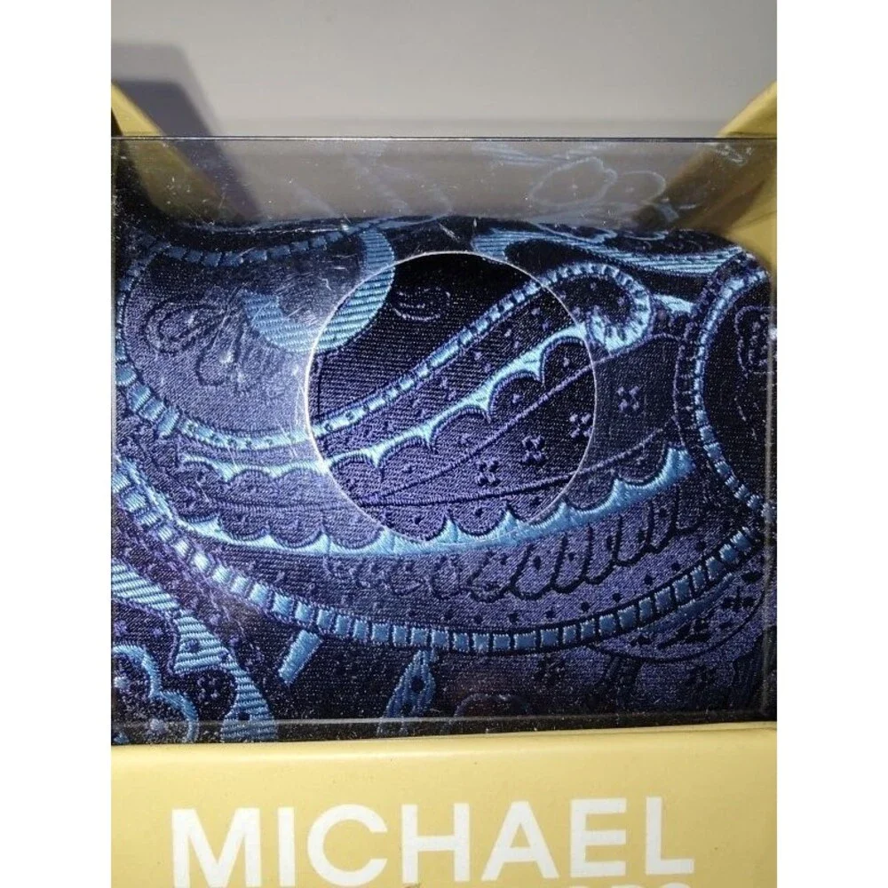 New in box Michael Kors Men's Beautiful Blue Silk Paisley Tie